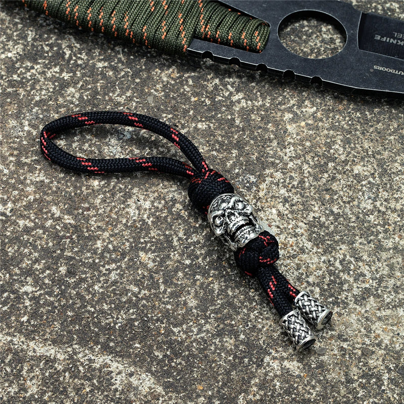 Retro Viking Pirate Skull Keychains Men Keyring Women Amulet Lanyard Bag Knife Rope Antique Pendant Accessories Handmade Jewelry