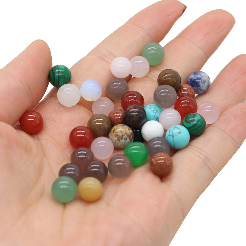 20Pcs Natural Stone Beads 8 MM Without Hole Round Semi-Precious For Potted Plants Fish Tank Decorations