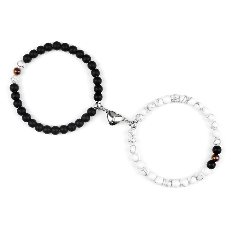 Fashion 2pcs/Set Magnet Couple Bracelets Natural Stone Beads Bracelets For Lovers Distance Valentine Bracelet Friendship Jewelry