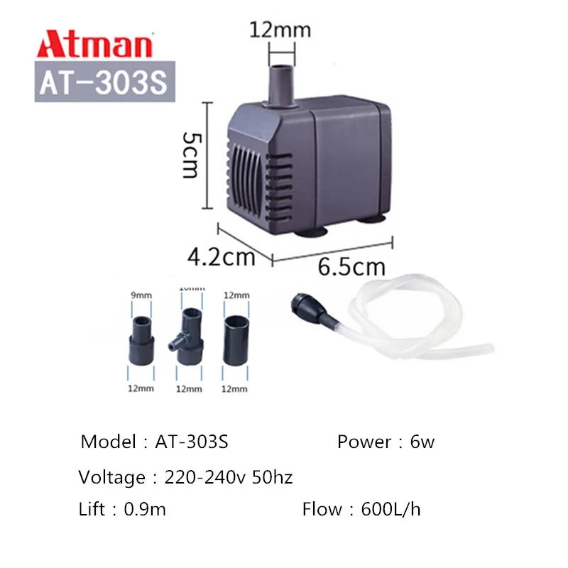 ATman 2.5W 5W 6W 8W 13 27W fishtank waterpump Submersible Water Fountain Pump Filter Fish Pond Aquarium Water Pump Tank Fountain