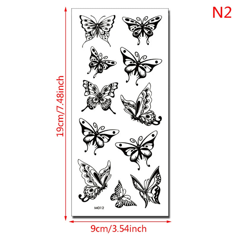 1Sheet Waterproof Temporary Tattoo Sticker 3D Butterfly Theme Fake Tattoo for Women Body Leg Arm Art