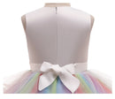 New 3pcs Baby Girls Dress Pastel Rainbow Princess For Summer Birthday Party Dress Unicorn Cosplay Perform Children Costume
