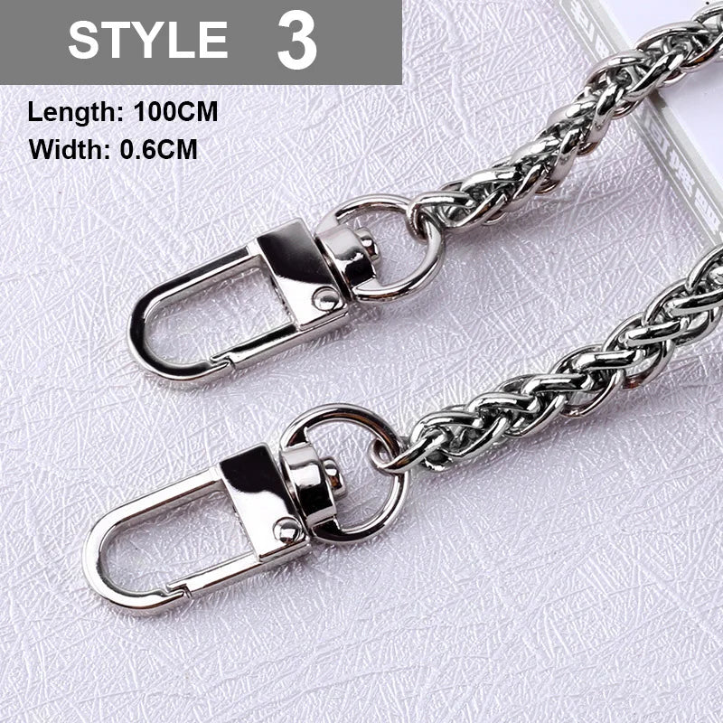 100cm DIY Women Metal Bags Strap Chain Stainless Steel Bag Belt For Crossbody Girl Detachable Shoulder Accessories Handbag Strap