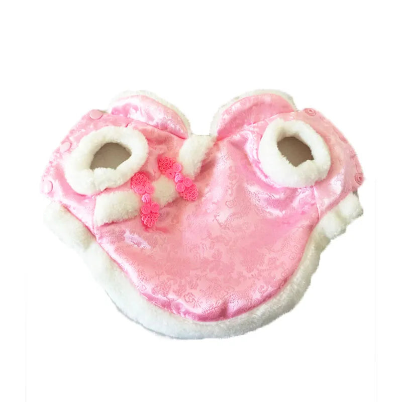 Pet Dog Clothes Cat Warm Coat Winter Vest Pet Clothing Chinese Style New Year Costume Dragon Pattern Pet Coat Chinese Button