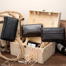 Genuine Leather Business Clutch Wallet Men Long Leather Phone Bag Purse Male Large Size Handy Coin Wallet Card Holder Money Bag