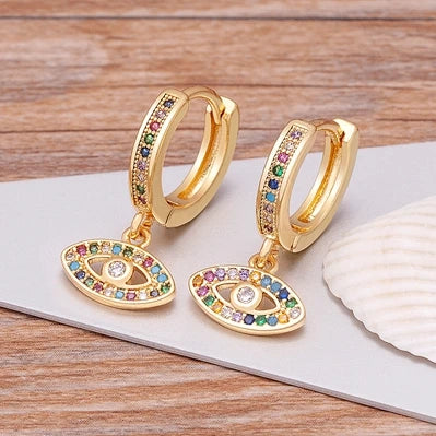 Luxury Fashion Design Heart/Evil Eye/Elephant/Butterfly/Crown/Horn 14 Styles Drop Earrings Wedding Party Accessories Jewelry
