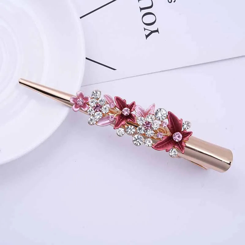 Flower Rhinestone Women Hair Accessories  Beautiful Floral Hair Clip Girls Hair Pins Sweet Wedding Headwear Crystal Barrette