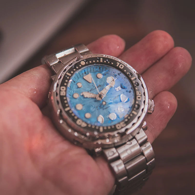 Proxima Mens Diver Watch Tuna Military Automatic Watches Mechanical Wristwatch 30Bar Waterproof Sapphire C3 Luminous NH35 Green