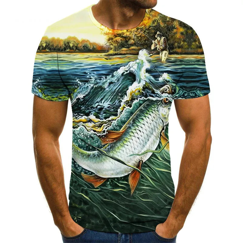 2023 Hot New Men Leisure 3D Printing T Shirt Funny Fish Print Tees Men/Women T-shirt Hip Hop Streetwear Oversized Harajuku Tops
