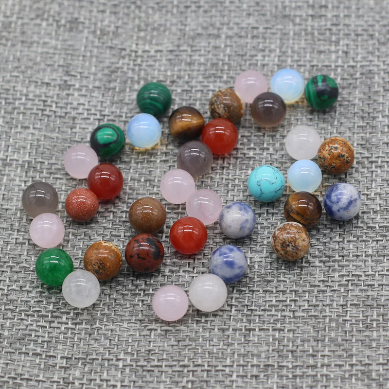 20Pcs Natural Stone Beads 8 MM Without Hole Round Semi-Precious For Potted Plants Fish Tank Decorations