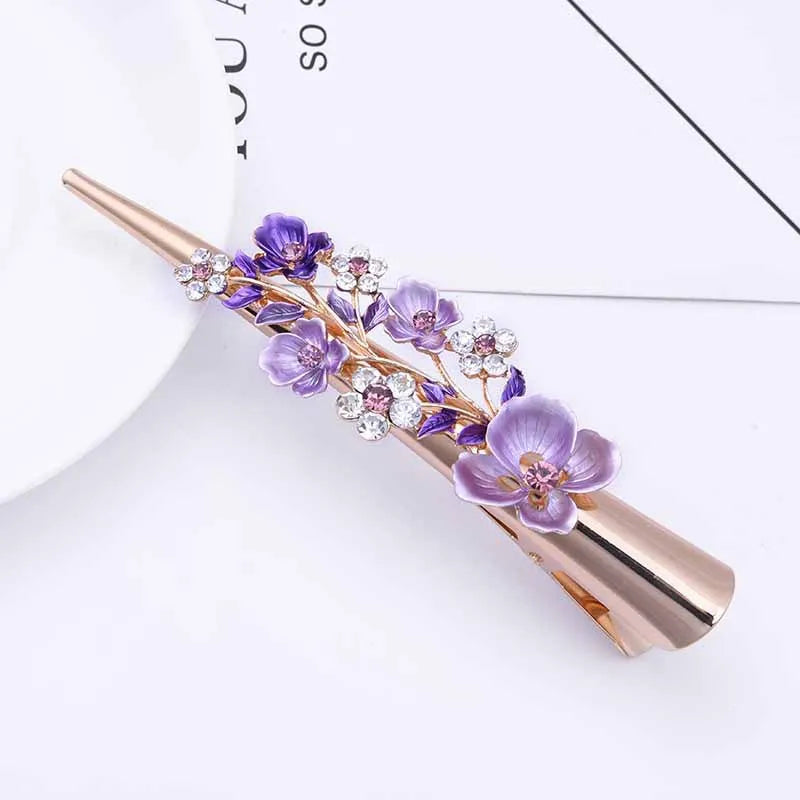 Flower Rhinestone Women Hair Accessories  Beautiful Floral Hair Clip Girls Hair Pins Sweet Wedding Headwear Crystal Barrette