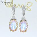 S&Z DESIGN 2021 New Fashion Luxury Large Oval Crystal Dangle Earrings Cubic Zirconia Earrings For Women Wedding Elegant Jewelry
