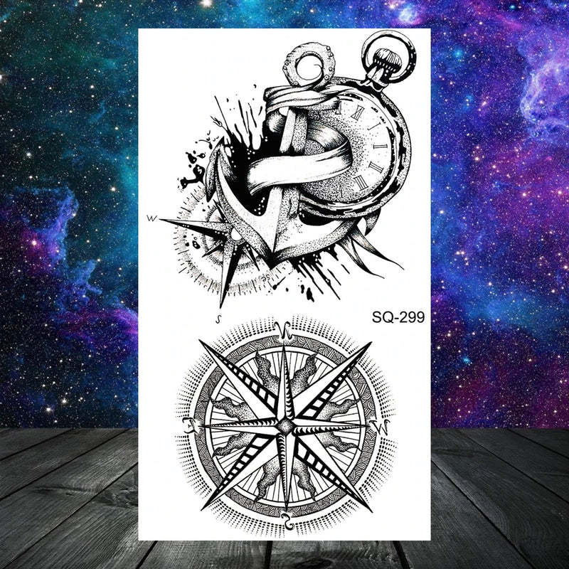 وشم مؤقت واقعي على شكل أشواك وتنين وذئب للرجال البالغين والأطفال وشم مزيف على شكل جمجمة نمر وأسد ورقبة وذراع ويدين وشم صغير