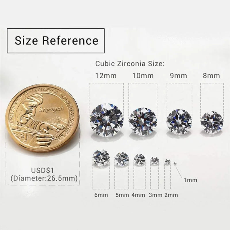 Size 1~12mm AAAAA Grade White Cubic Zirconia Round Cut Loose CZ Stone For Jewelry Zircon JIANGYUANGEMS