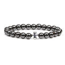 Weight Loss Nature stone Magnetic Therapy Health Bracelet Trendy Hematite Round Black Charm Stretch Bracelet For Men Women