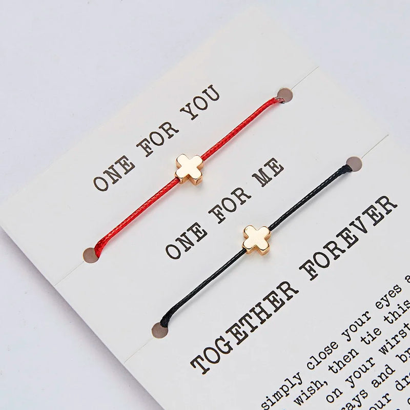 2pcs/set ONE FOR YOU ONE FOR ME Together Forever Love Infinity 8 Charm Bracelet Red String Couple Bracelets Lovers Wish Jewelry