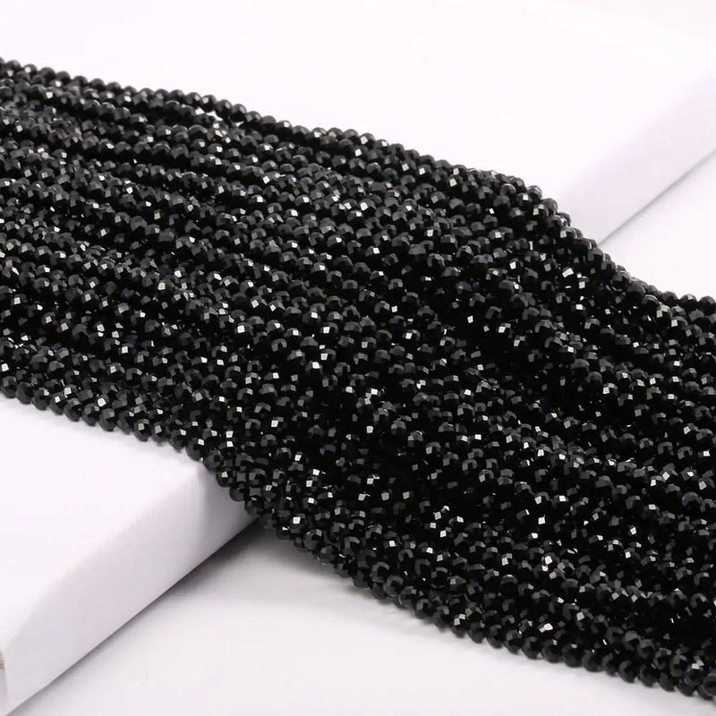 Natural Stone Beads Small section Bead Black spinels 2 3 mm Loose  beads for Jewelry Making DIY Bracelet Necklace length 38cm