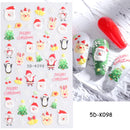5D Nail Sticker Christmas Nail Art Snow Bird Gingerbread Man Design Santa Cartoon Sliders Winter White Decals Wrap FB5DK098-103
