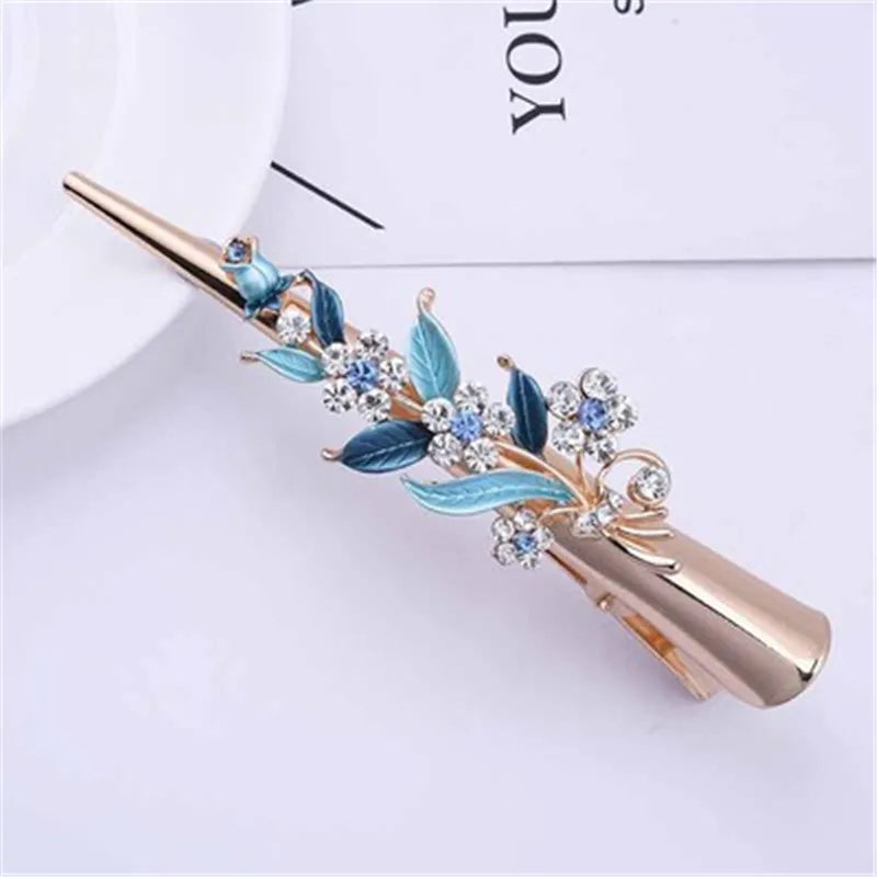 Flower Rhinestone Women Hair Accessories  Beautiful Floral Hair Clip Girls Hair Pins Sweet Wedding Headwear Crystal Barrette