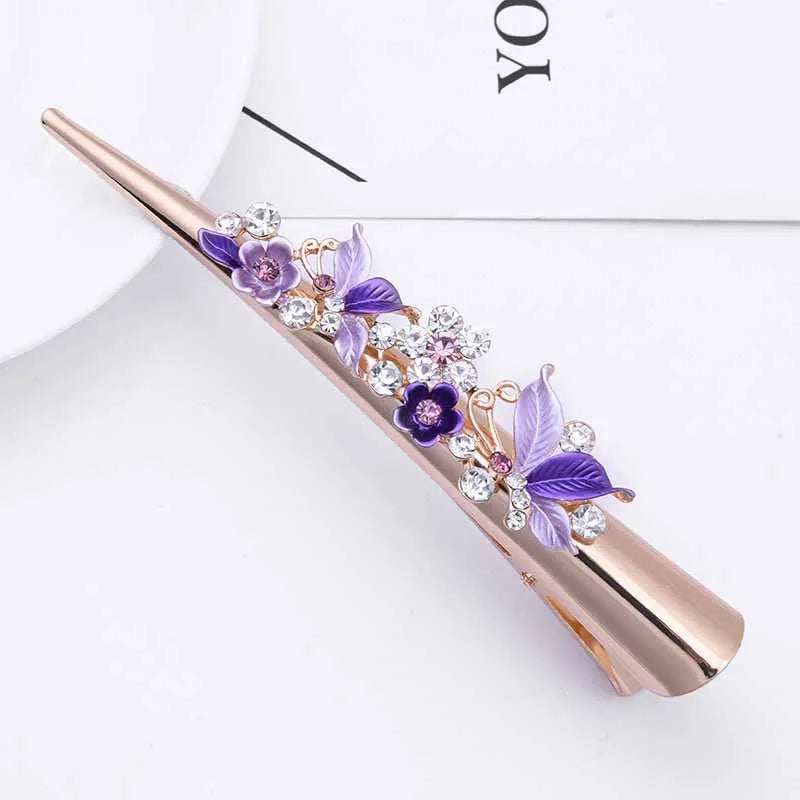 Flower Rhinestone Women Hair Accessories  Beautiful Floral Hair Clip Girls Hair Pins Sweet Wedding Headwear Crystal Barrette