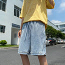 Retro Blue Denim Casual Shorts Men Summer Loose Harajuku Hip Hop Ins Fashion Baggy All-match Basic Designer Multi Pockets Teens