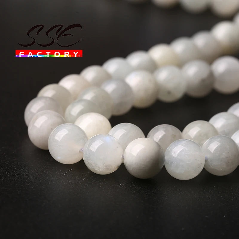 A+ Natural Moonstone Beads Smooth Round Loose Spacer Beads For Jewelry Making DIY Beads Bracelets Necklace 6/8/10mm 15" Strand
