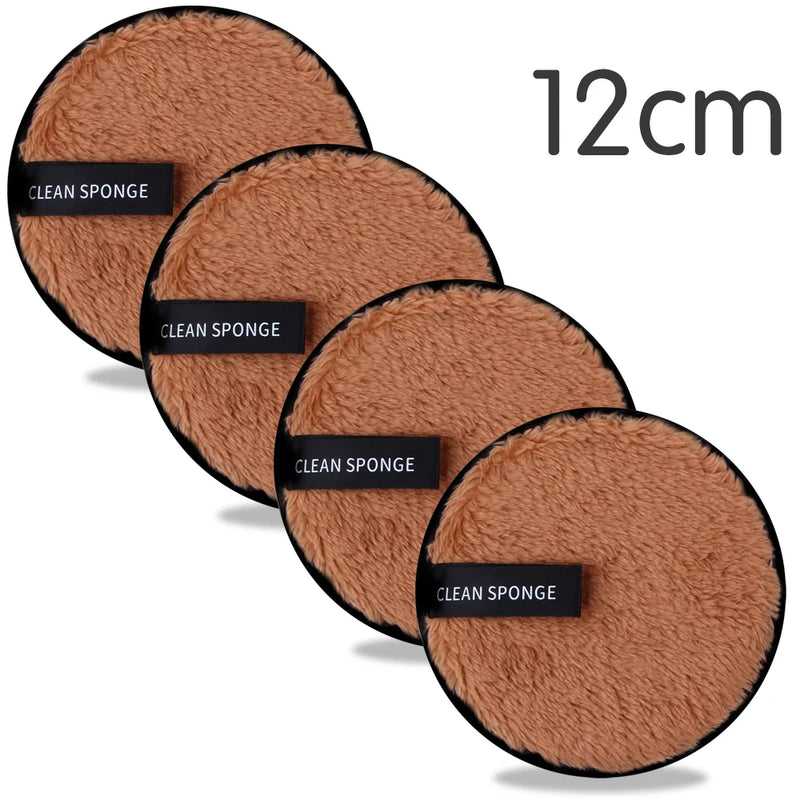 4 discos reutilizables desmaquillantes, paño de microfibra, toalla limpiadora facial, esponjas lavables para el cuidado de la piel, esponjas cosméticas.