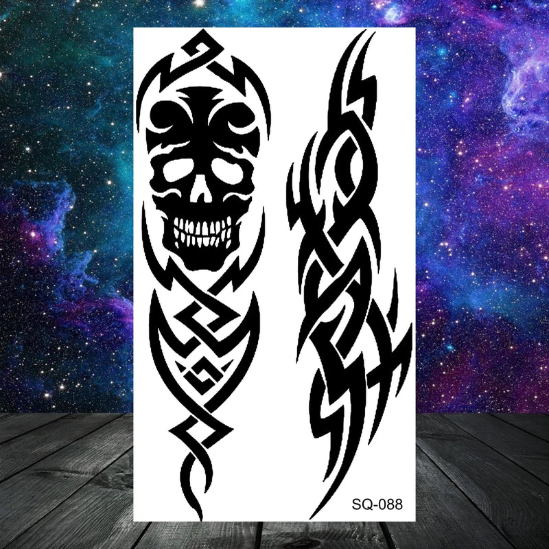 وشم مؤقت واقعي على شكل أشواك وتنين وذئب للرجال البالغين والأطفال وشم مزيف على شكل جمجمة نمر وأسد ورقبة وذراع ويدين وشم صغير