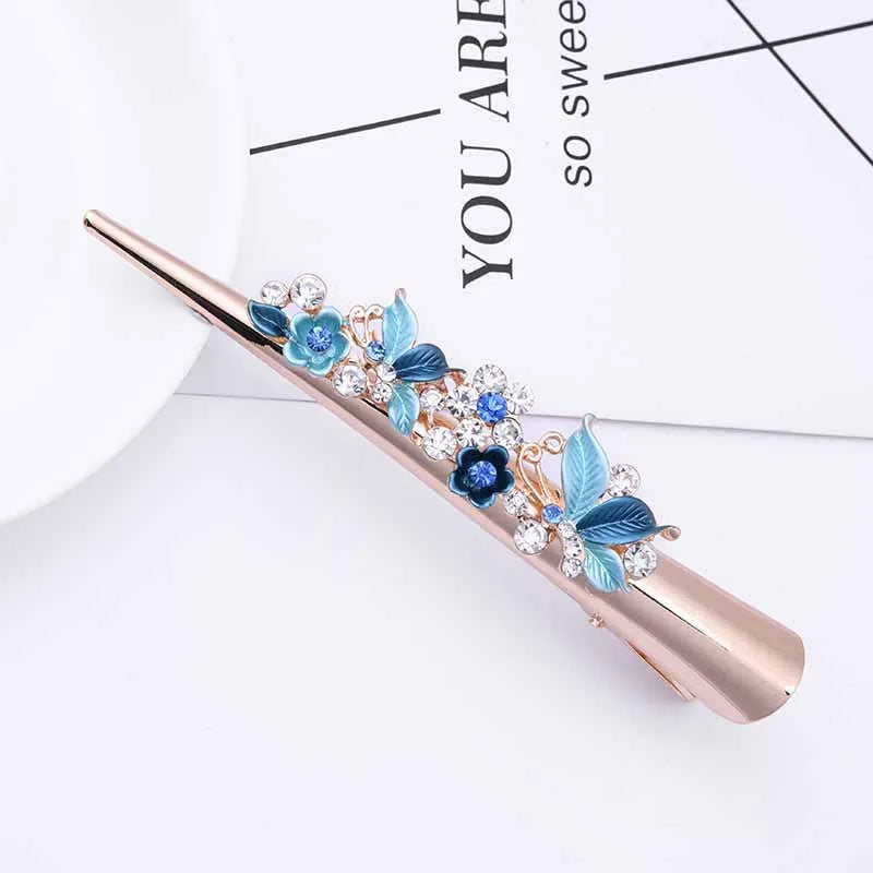 Flower Rhinestone Women Hair Accessories  Beautiful Floral Hair Clip Girls Hair Pins Sweet Wedding Headwear Crystal Barrette