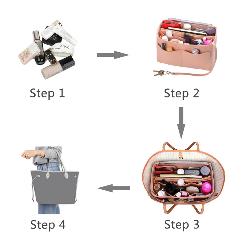 Purse Organizer Insert, Felt Bag organizer with zipper,Bag in bag, Handbag & Tote Shaper,Perfect For Speedy Neverfull