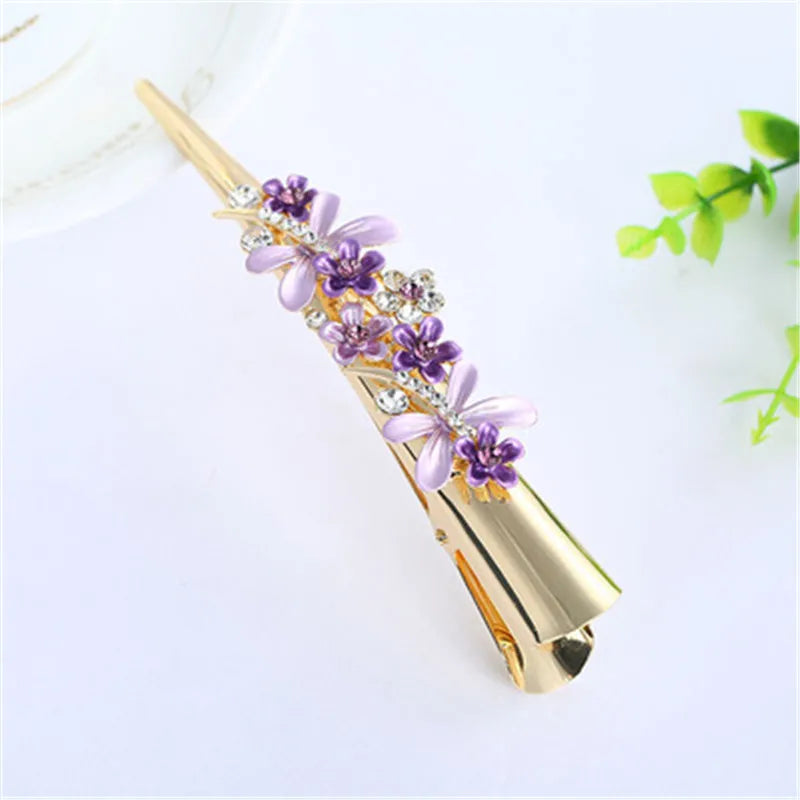 Flower Rhinestone Women Hair Accessories  Beautiful Floral Hair Clip Girls Hair Pins Sweet Wedding Headwear Crystal Barrette