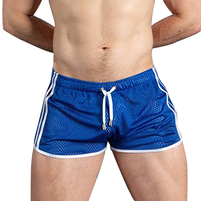 Mens Sport Running Shorts Quick Dry Grid Workout Short Pants 2025 Summer Cool Breathable Mesh Men Beach Swim Shorts Sweatpants