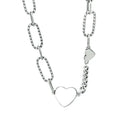 BFCLUB Silver Color Necklace Ladies Heart Shape Chain Necklace Fashion Sterling Silver Jewelry Round Necklace