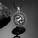 Never Fade Norse Wolf Necklace Men Stainless Steel Gold Color Vikings Rune Vegvisir Amulet Pendant Scandinavian Jewelry Gift New