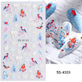 5D Nail Sticker Christmas Nail Art Snow Bird Gingerbread Man Design Santa Cartoon Sliders Winter White Decals Wrap FB5DK098-103