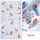 5D Nail Sticker Christmas Nail Art Snow Bird Gingerbread Man Design Santa Cartoon Sliders Winter White Decals Wrap FB5DK098-103