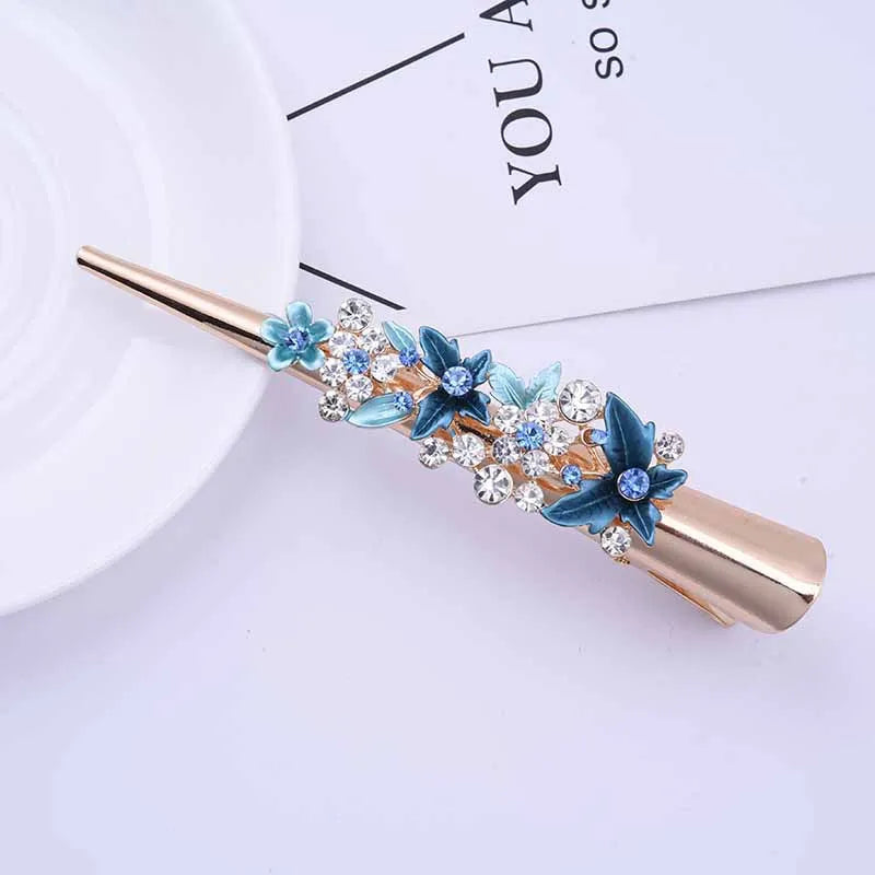 Flower Rhinestone Women Hair Accessories  Beautiful Floral Hair Clip Girls Hair Pins Sweet Wedding Headwear Crystal Barrette