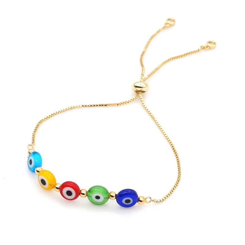 GO2BOHO Turkish Eye Bracelet For Women Nazar Female Jewelry Stainless Steel Chain Bracelets Adjustable Pulseras Mujer Moda