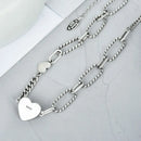 BFCLUB Silver Color Necklace Ladies Heart Shape Chain Necklace Fashion Sterling Silver Jewelry Round Necklace