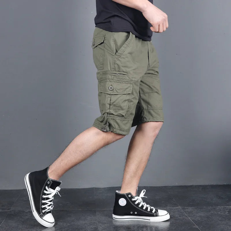2024 Men's Cargo Shorts Summer Tactical Joggers Shorts Men Loose Work Casual Cotton Short Pants Man Clothing Plus Size 4XL