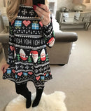 Christmas Mini Dresses For Women Fashion Christmas Trees Print Long Sleeve Loose Dress 2022 New Year Autumn Ladies Party Dress
