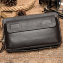 Genuine Leather Business Clutch Wallet Men Long Leather Phone Bag Purse Male Large Size Handy Coin Wallet Card Holder Money Bag