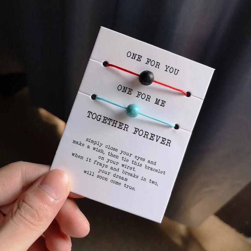 2pcs/set ONE FOR YOU ONE FOR ME Together Forever Love Infinity 8 Charm Bracelet Red String Couple Bracelets Lovers Wish Jewelry