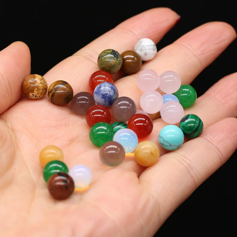 20Pcs Natural Stone Beads 8 MM Without Hole Round Semi-Precious For Potted Plants Fish Tank Decorations