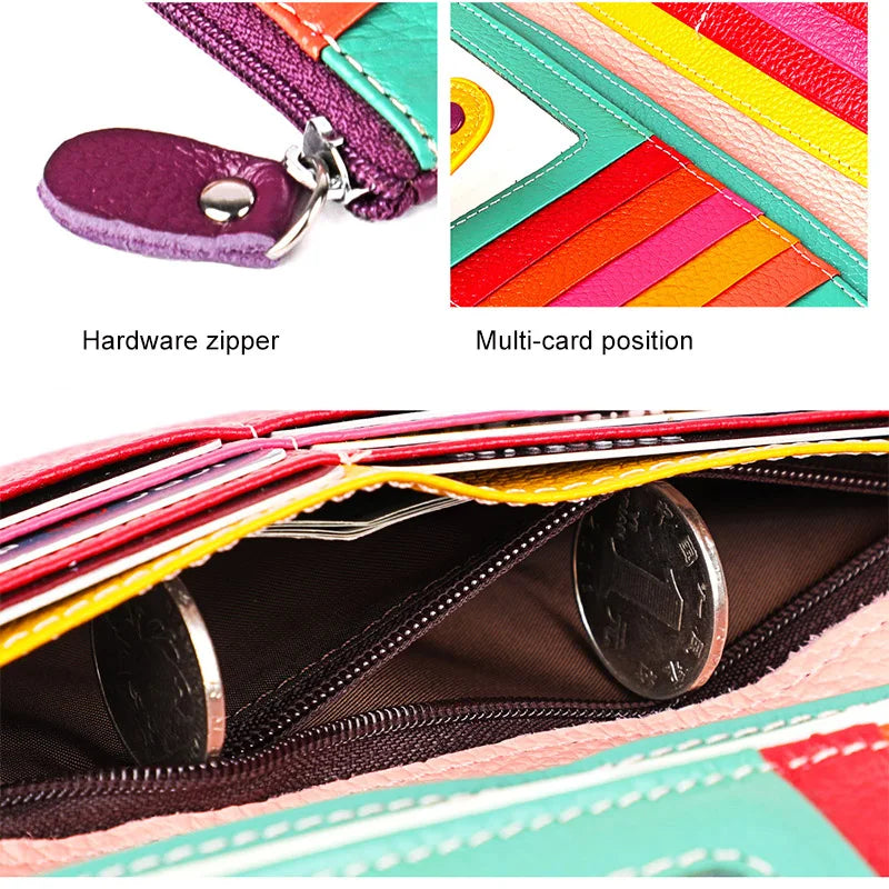 CICICUFF Fashion Wallet Women Genuine Leather Long Clutch Ladies Purse with Zipper Pocket Colorful Phone Wallet Female Billfold
