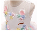 New 3pcs Baby Girls Dress Pastel Rainbow Princess For Summer Birthday Party Dress Unicorn Cosplay Perform Children Costume