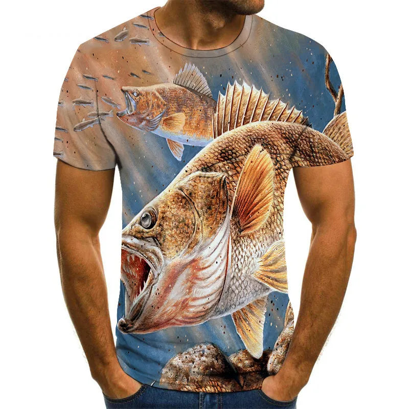 2023 Hot New Men Leisure 3D Printing T Shirt Funny Fish Print Tees Men/Women T-shirt Hip Hop Streetwear Oversized Harajuku Tops