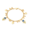 LUXUSTEEL Stainless Steel Blue Evil Eye Crystal Pendants Bracelet for Women Cuban Link Chain Bracelet Bling Fashion Jewelry Gift