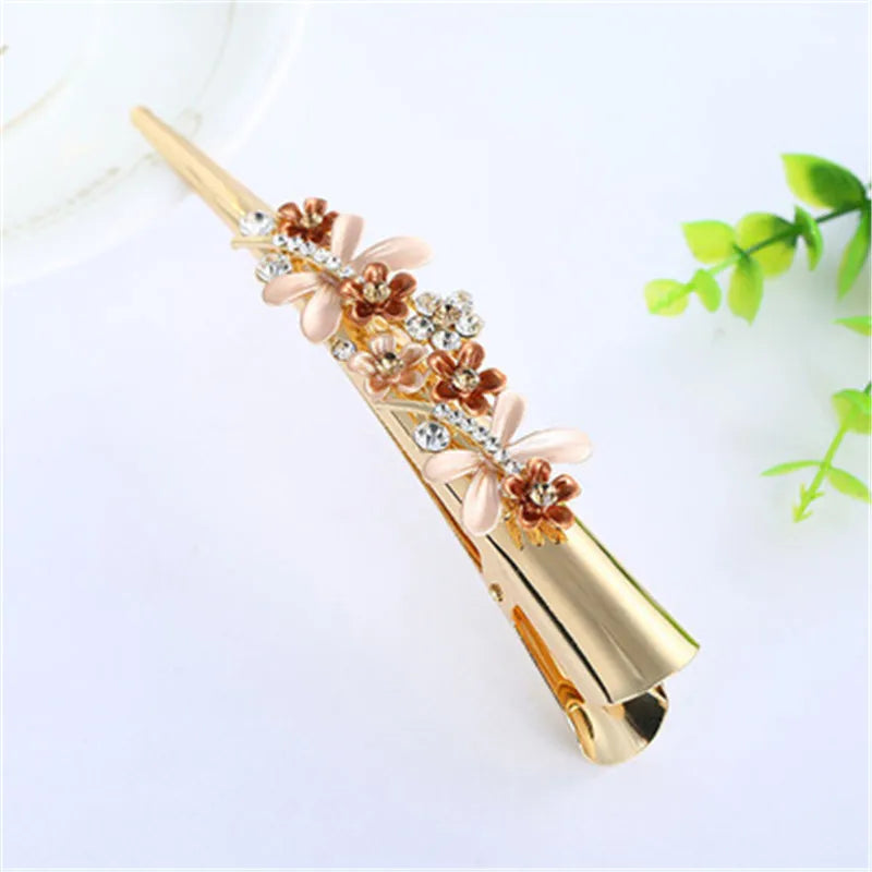 Flower Rhinestone Women Hair Accessories  Beautiful Floral Hair Clip Girls Hair Pins Sweet Wedding Headwear Crystal Barrette