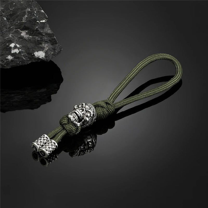 Retro Viking Pirate Skull Keychains Men Keyring Women Amulet Lanyard Bag Knife Rope Antique Pendant Accessories Handmade Jewelry